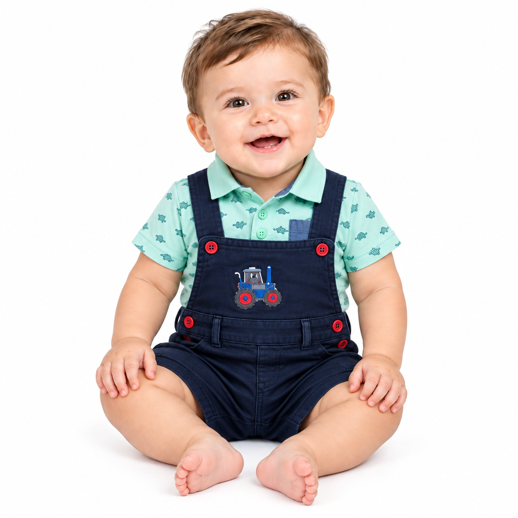 Baby Boy Dungaree Set - Closed Straps