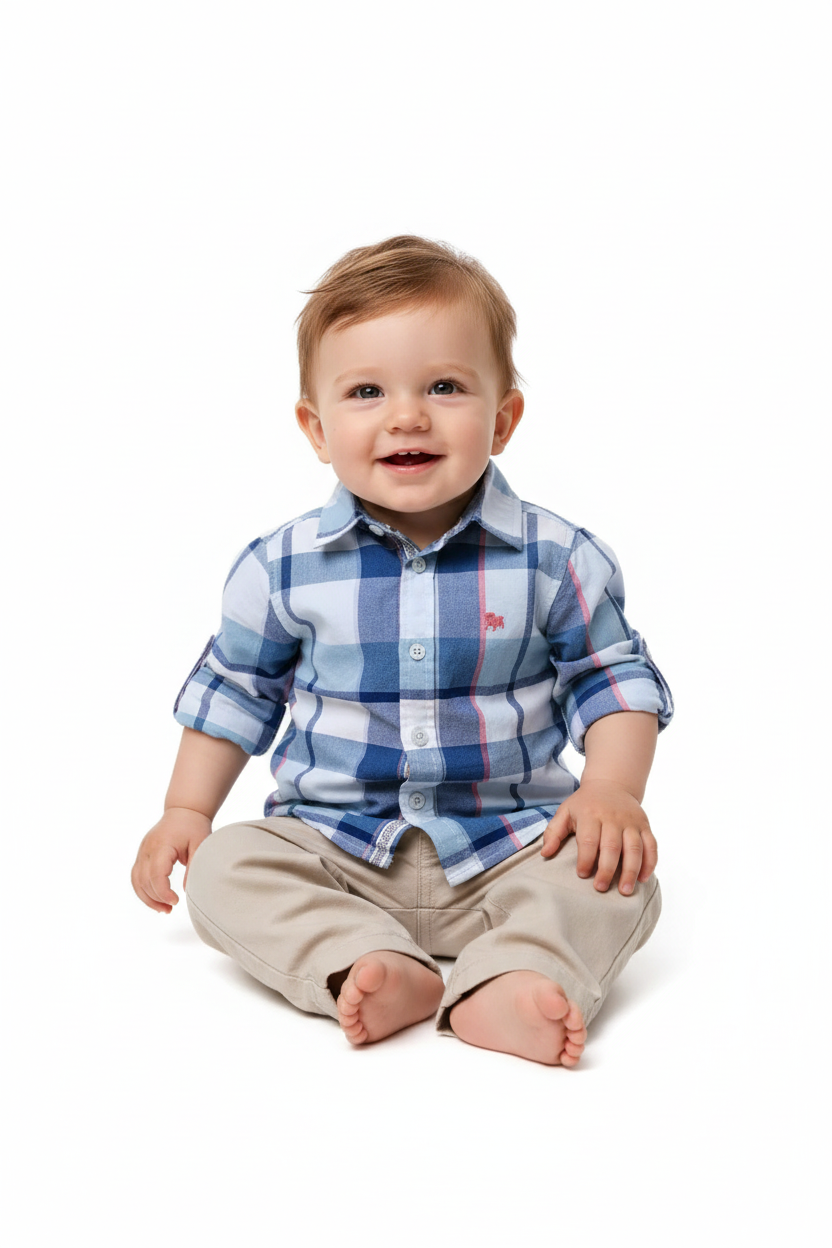 Baby Boy Junior J Check Shirt on Model