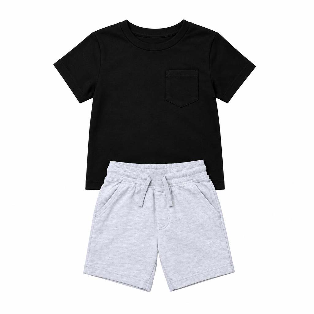 Black Tee & White Shorts