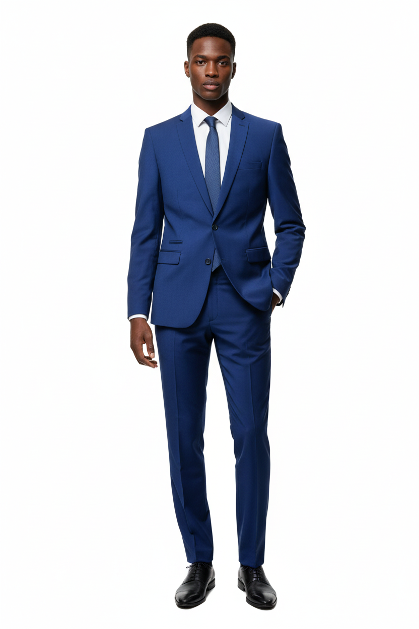 Blue Slim Fit Suit - Tall Mixed-Race Model