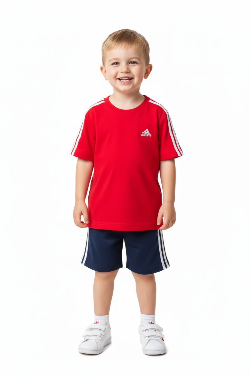 Boys Adidas Red T-Shirt - Standing