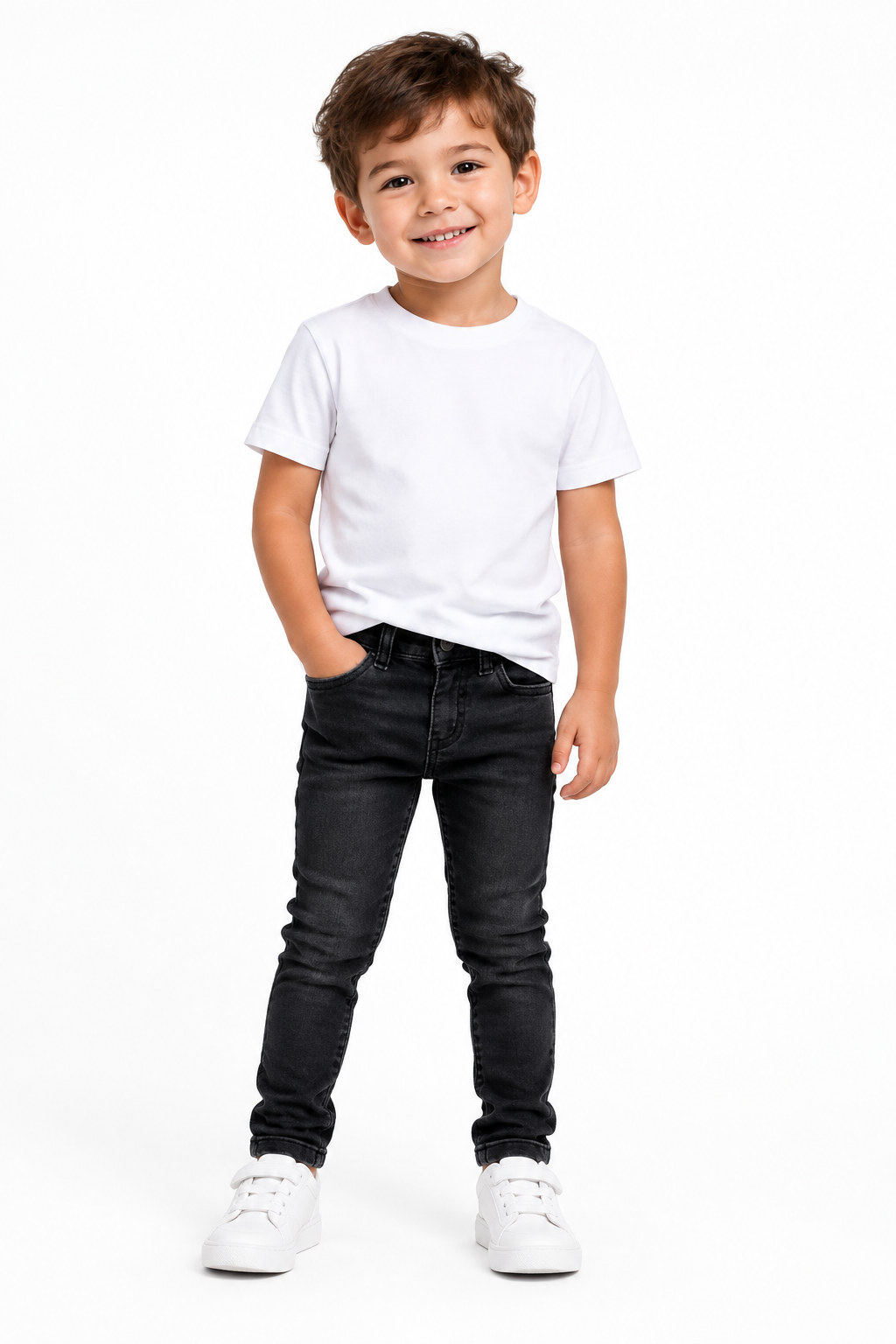 Boys Charcoal Skinny Jeans Model