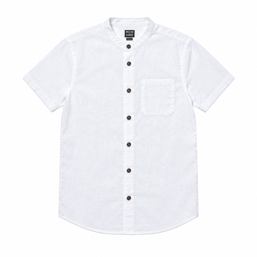 Boys F&F White Grandpa Shirt - Refined