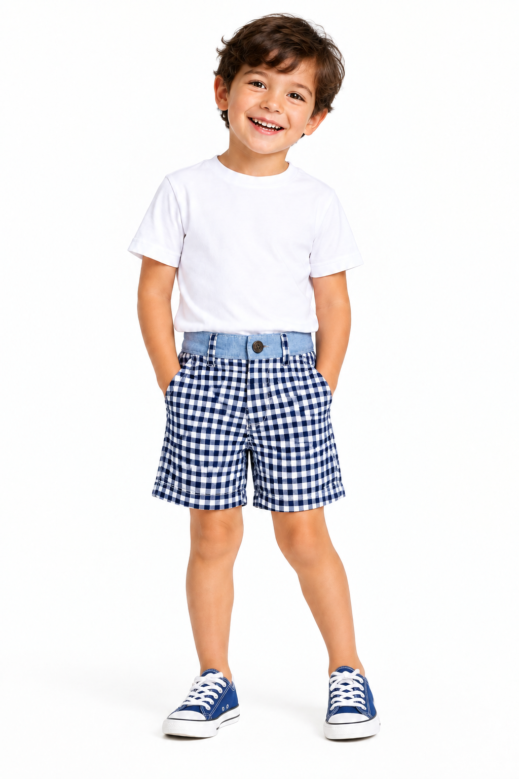 Boys Gap gingham check shorts - different model and shoes