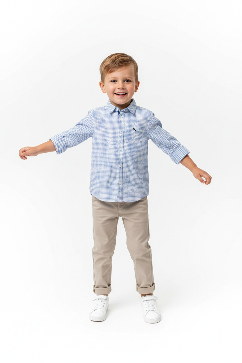 Boys H&M Blue Check Shirt on Model
