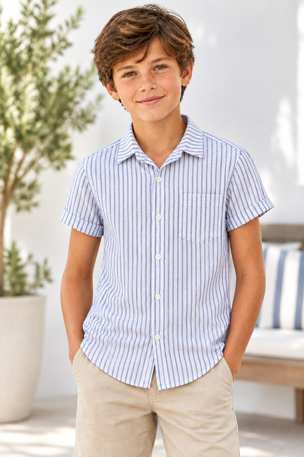 Boys M&S Stripe Shirt - Corrected