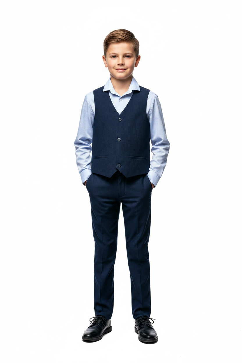Boys Monsoon Navy Suit — Model Shot