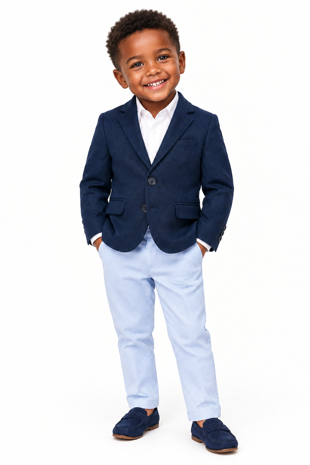 Boys Navy Blazer on Model of Colour