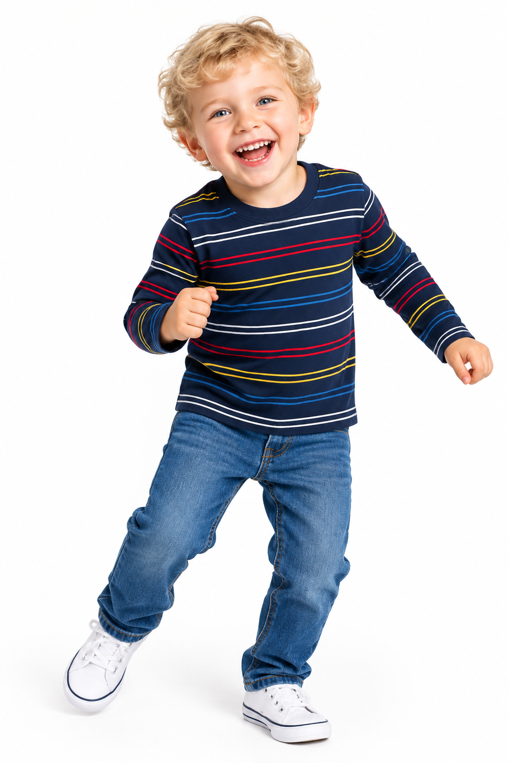 Boys Navy Stripe Tee - Different Model