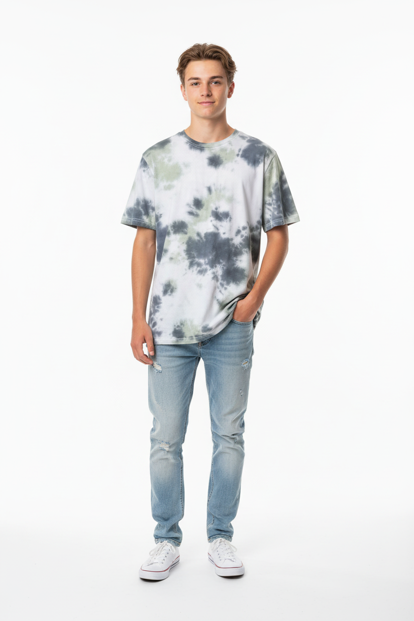 Boys tie-dye t-shirt on model
