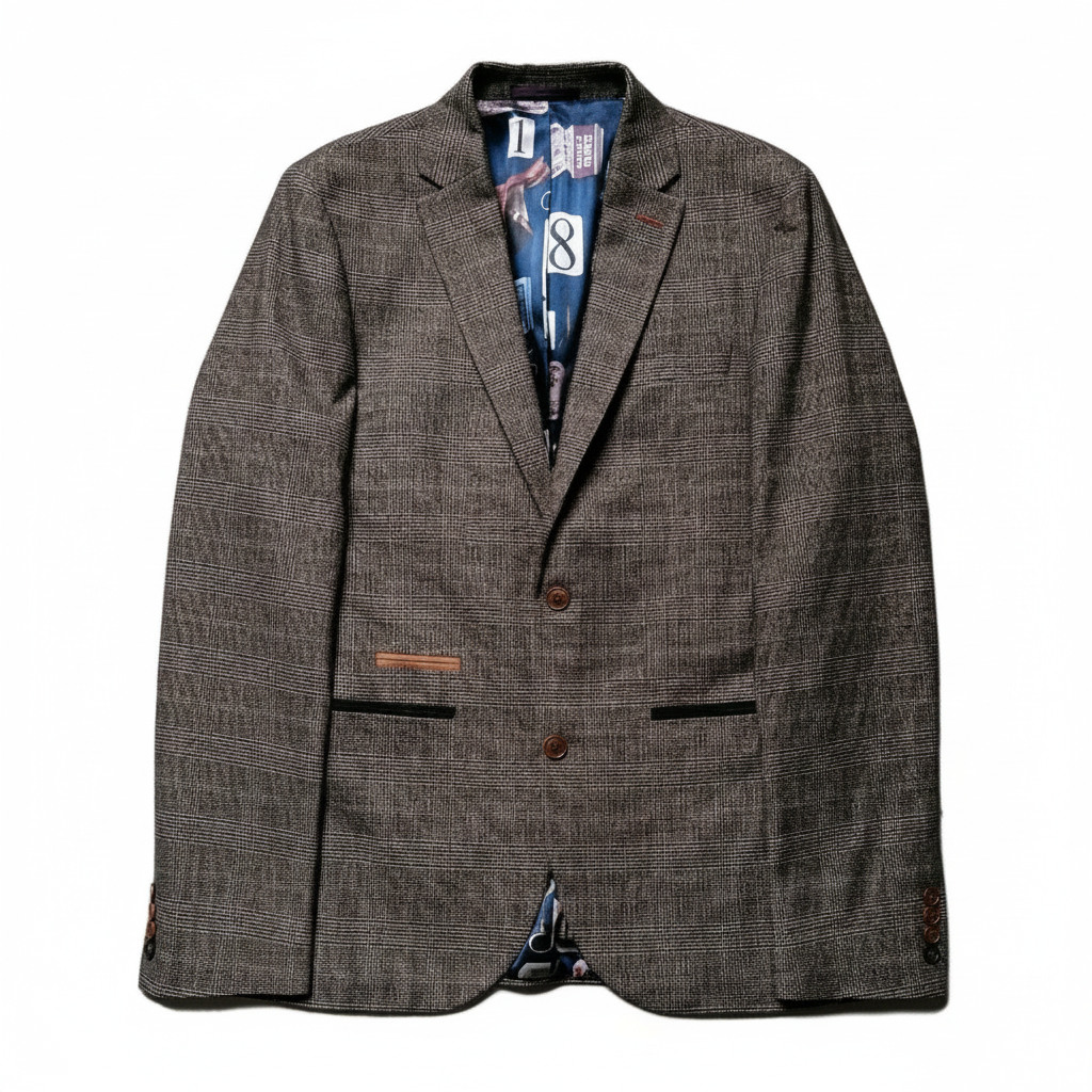 Brown Check Jacket Flat Lay
