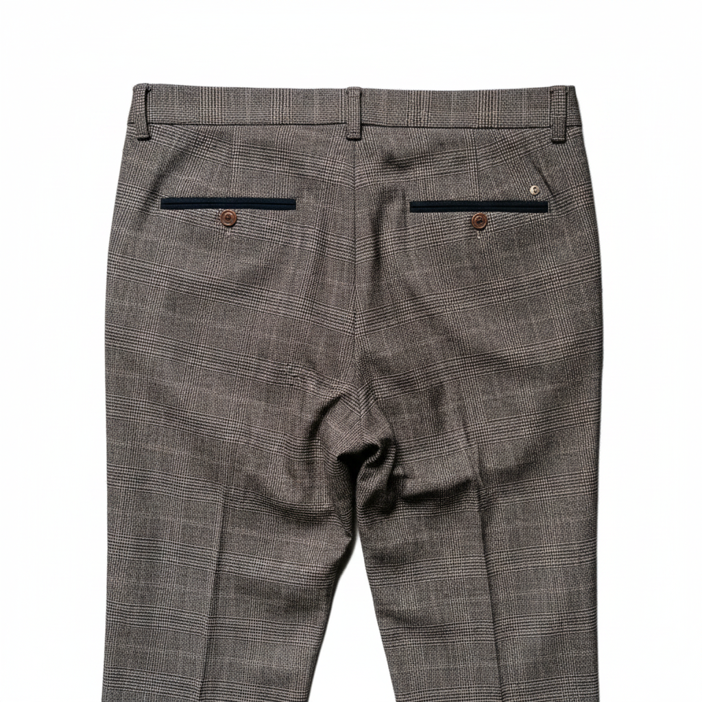 Brown Check Trousers Back