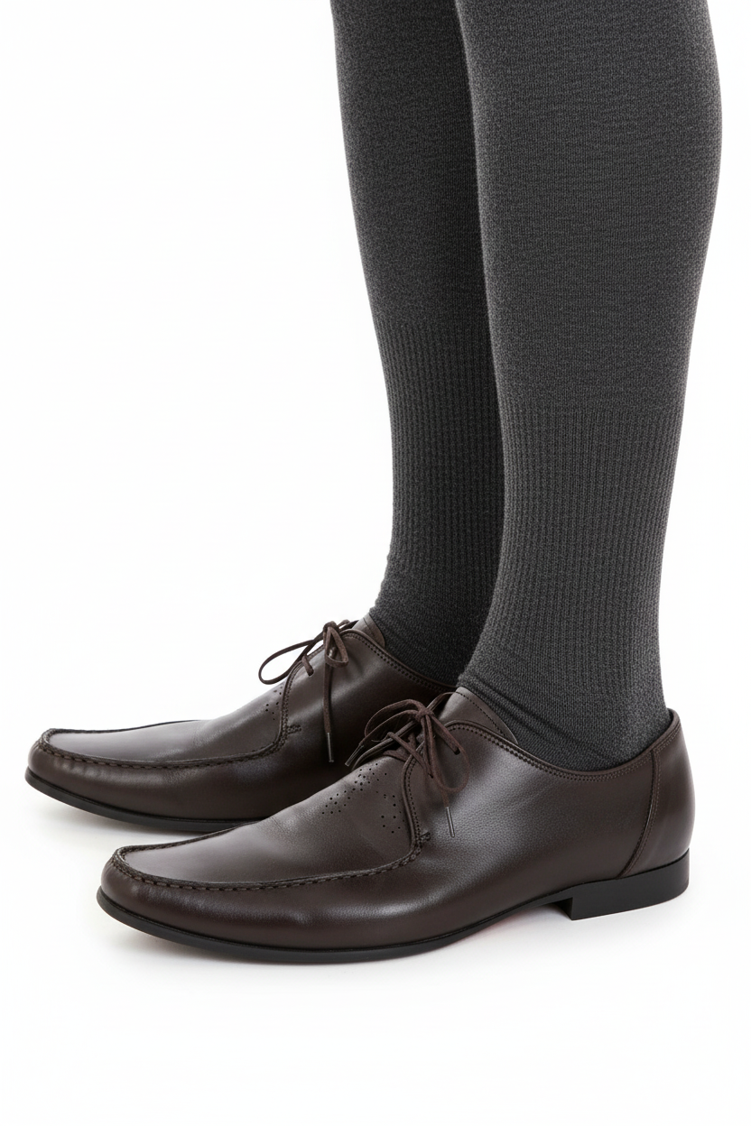 Brown Dress Shoes on Model Calf Down