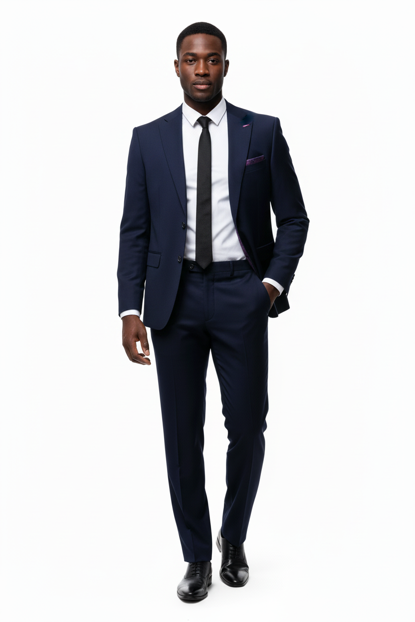 Burton Navy Suit - Model Shot (Person of Colour)