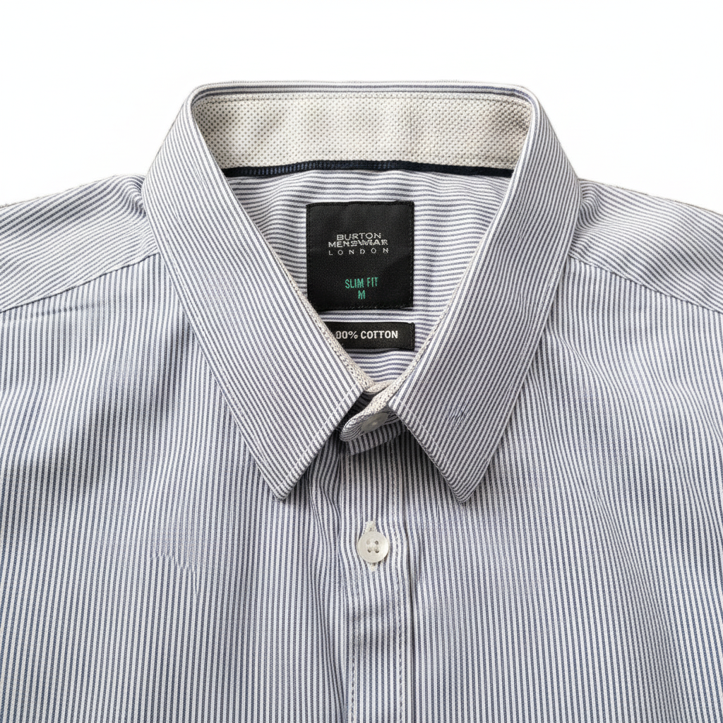Men Burton blue white stripe formal shirt, medium