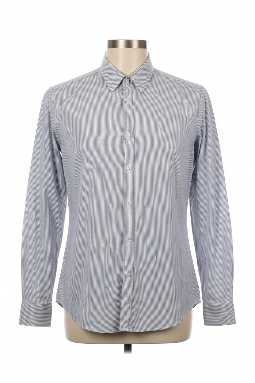 Men Burton blue white stripe formal shirt, medium