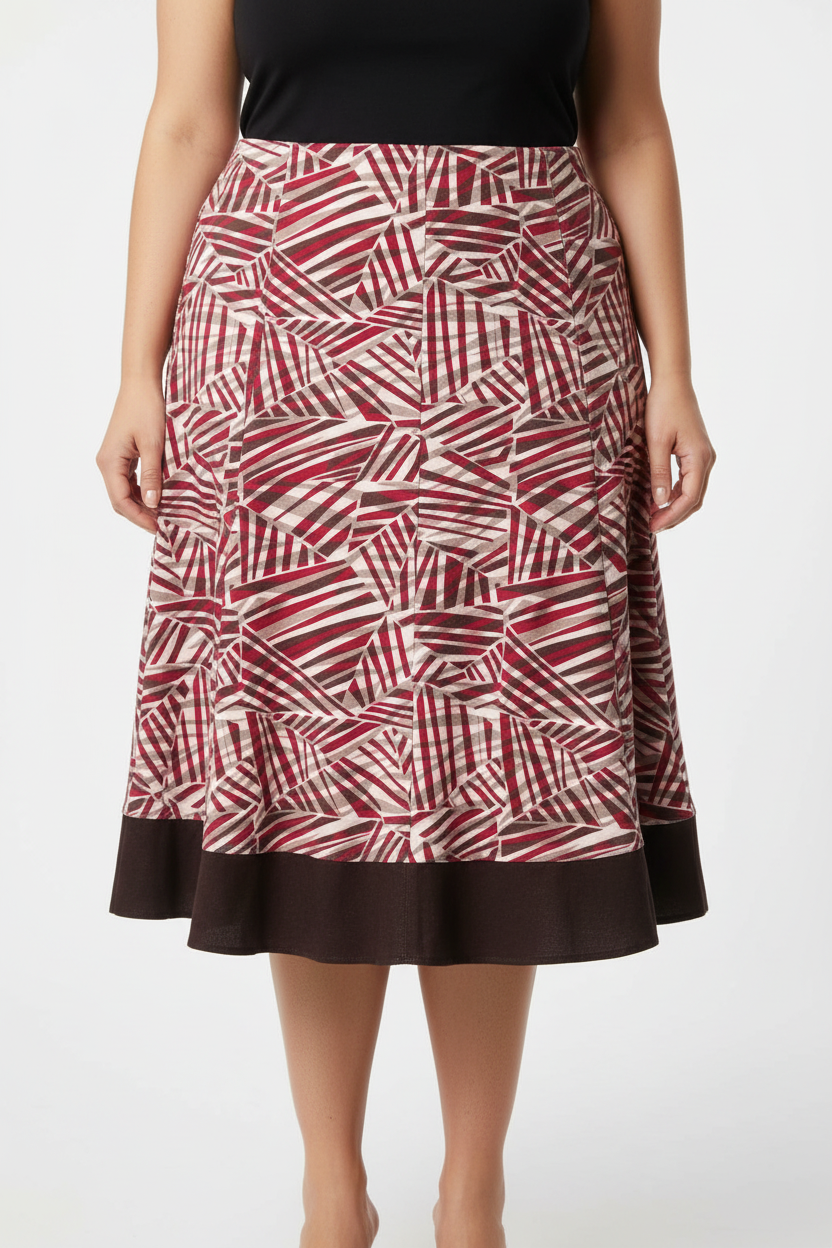 Geometric Stripe Skirt on Plus Model