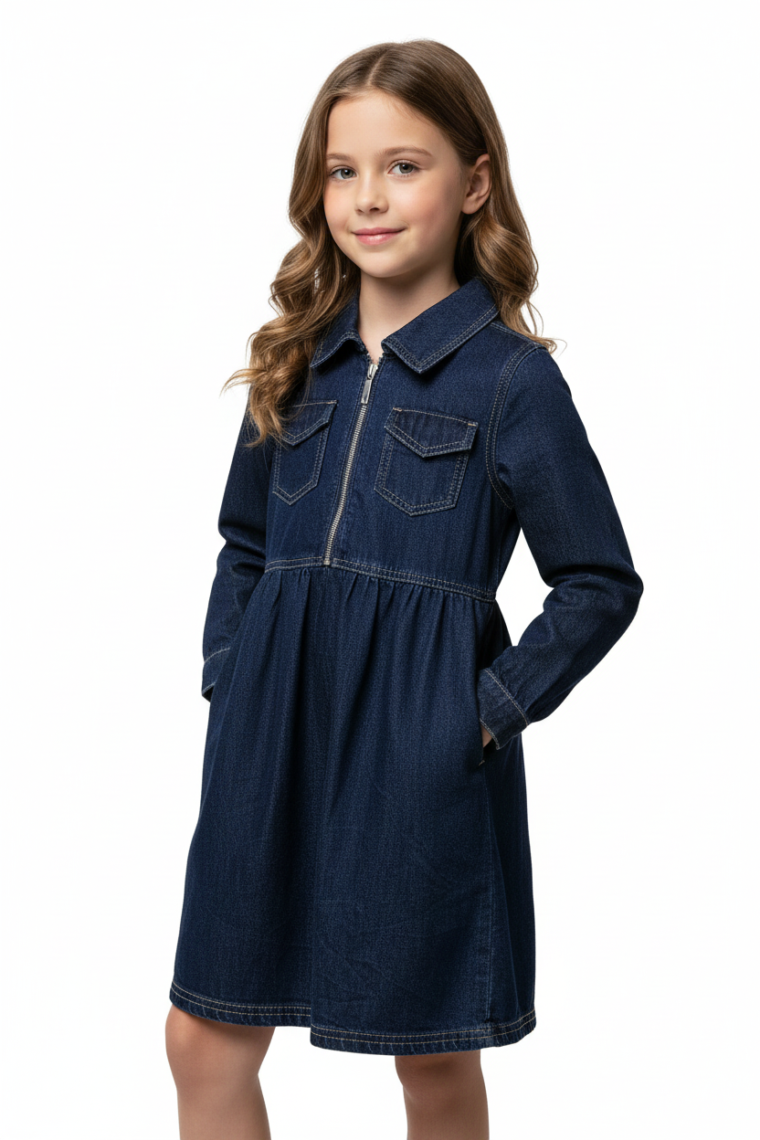 Girls Denim Dress Model Shot