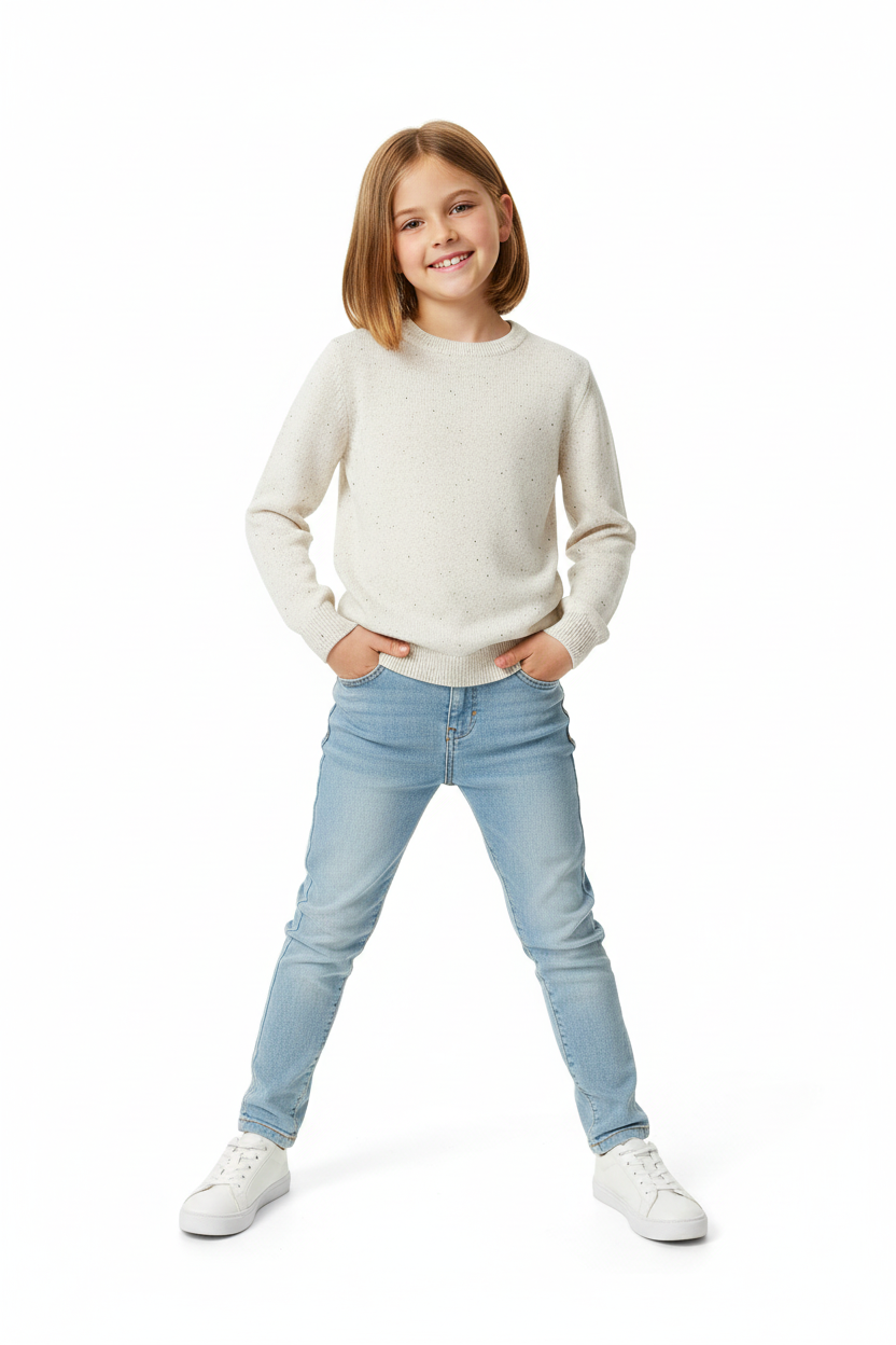 Girls H&M Beige Jumper on Model