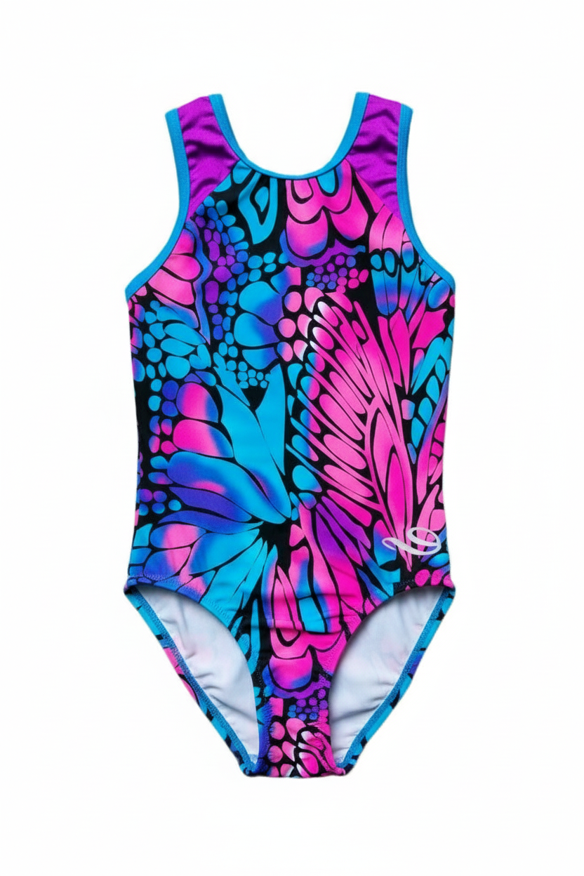 Girls Pink Blue Butterfly Swimsuit – Refined