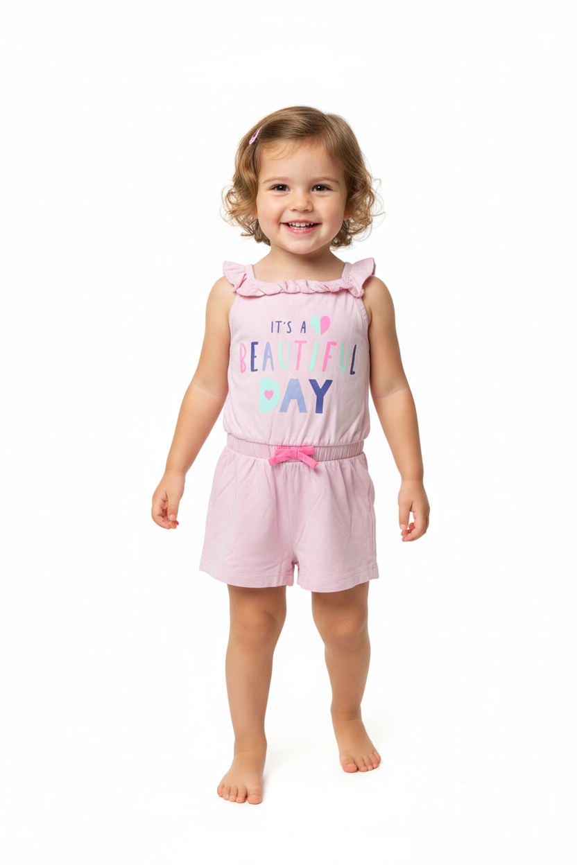 Girls Pink Jumpsuit on Model