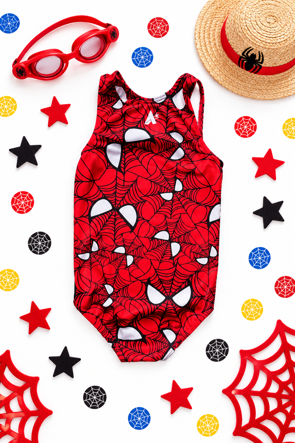 Girls Spider-Man Swimsuit Flat Lay