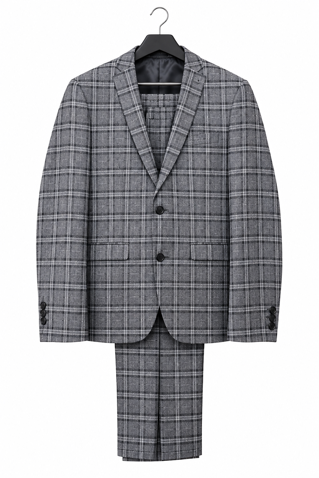 Grey Black White Plaid Suit – Refined