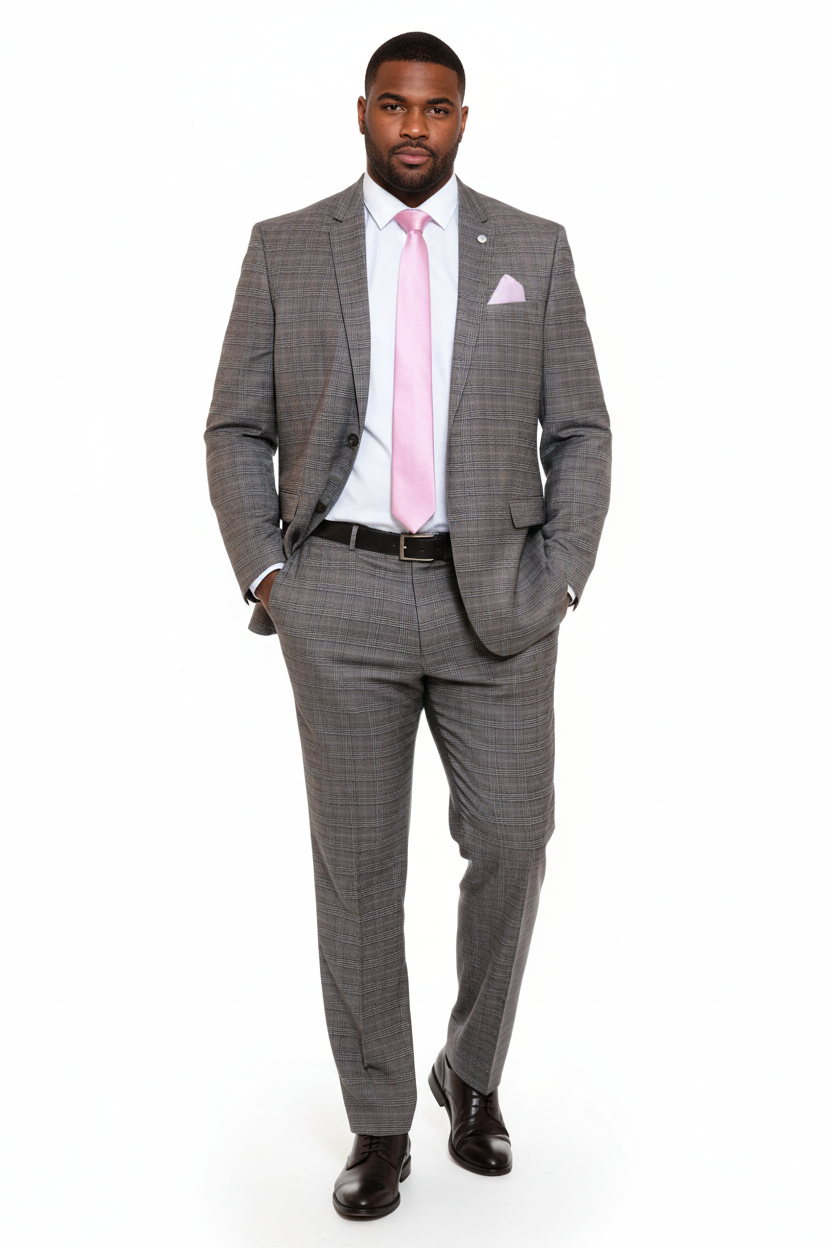 Grey Check Blazer - Large Built Tall Model