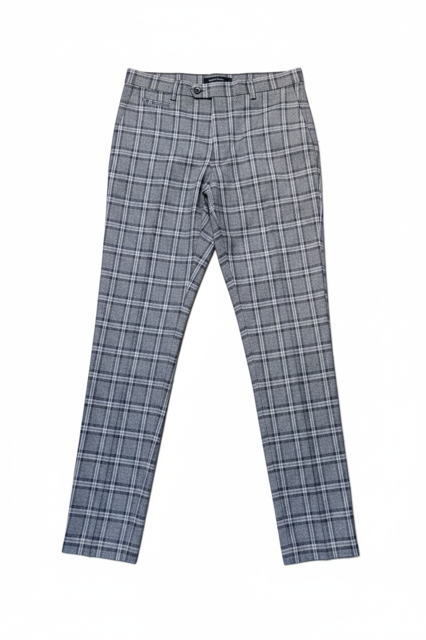 Grey Check Trousers Front