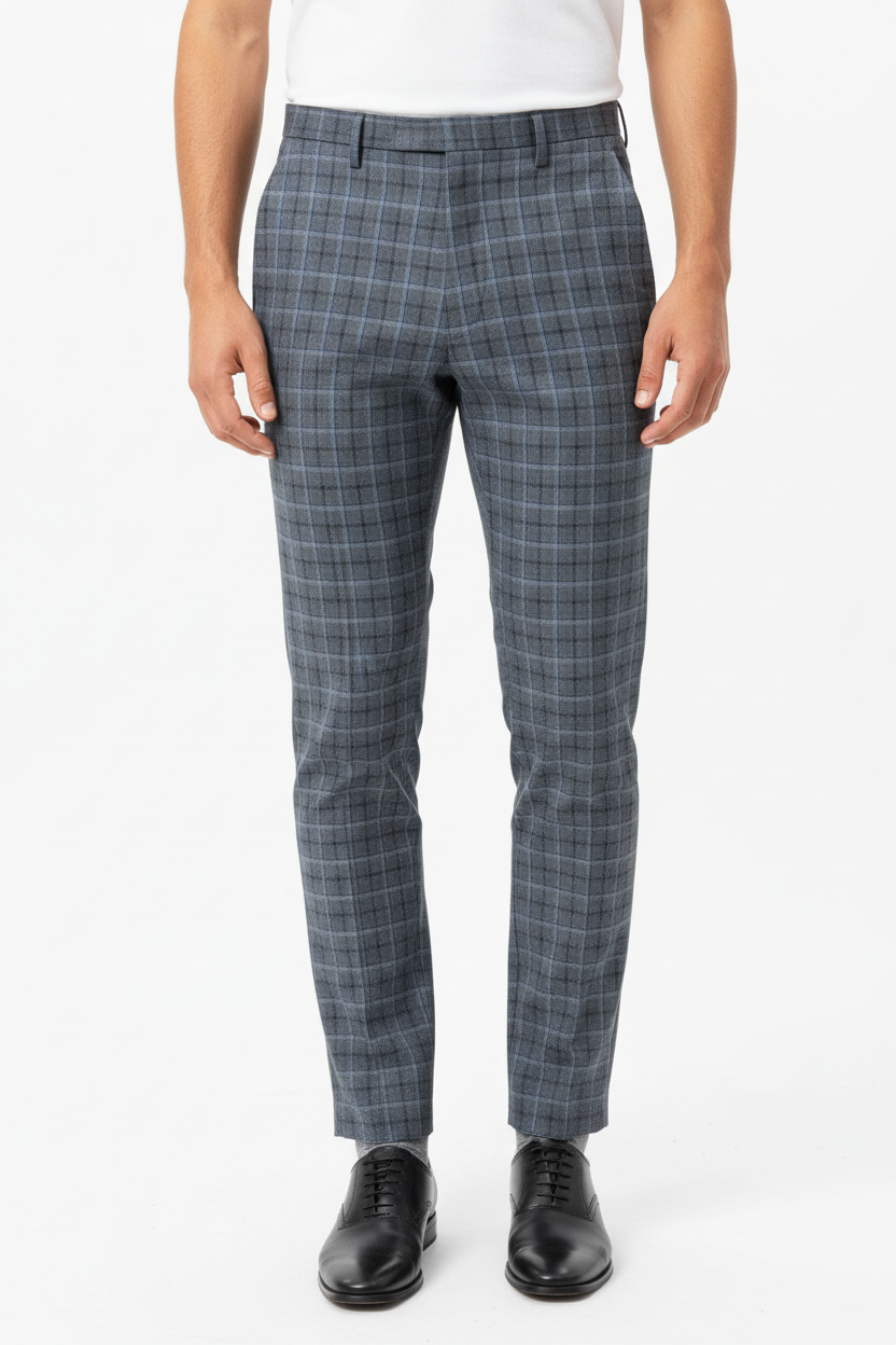 Grey Check Trousers - Waist Down