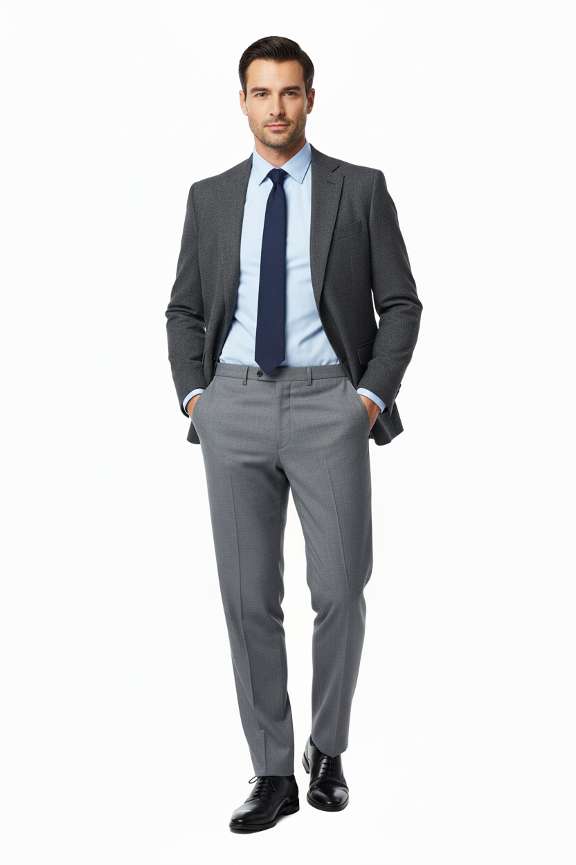 Grey Formal Trousers - Looser Fit