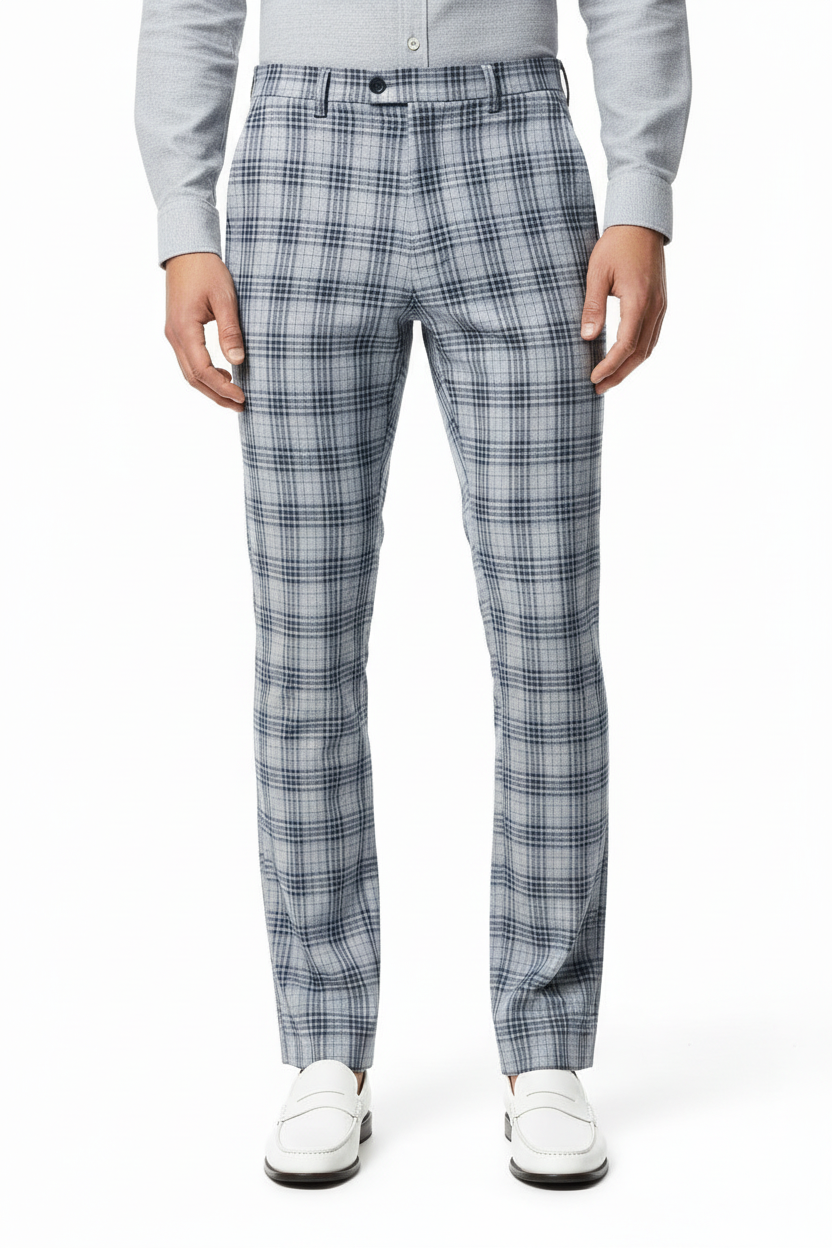 Grey Tartan Trousers - With Shirt & Shoes