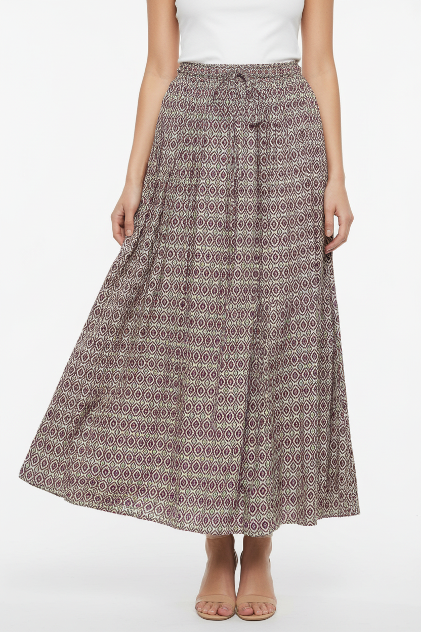 Ikat Diamond Maxi Skirt on Model