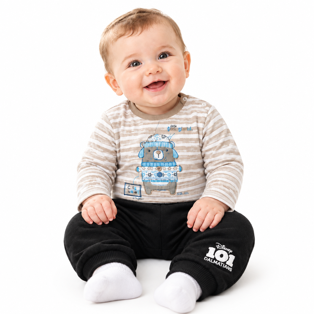 Baby boy black and beige matched set 3-6m