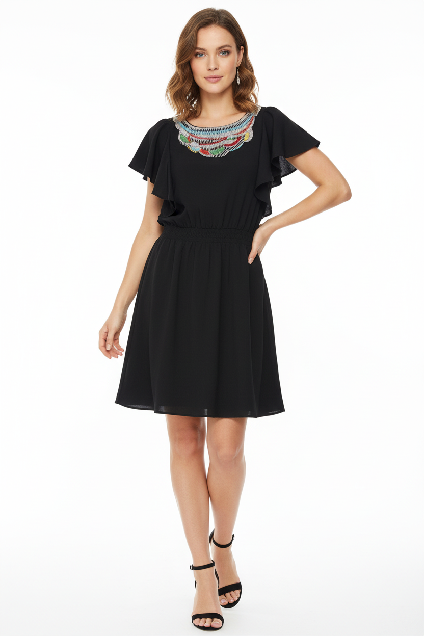 M&S Black Casual Summer Dress on Model