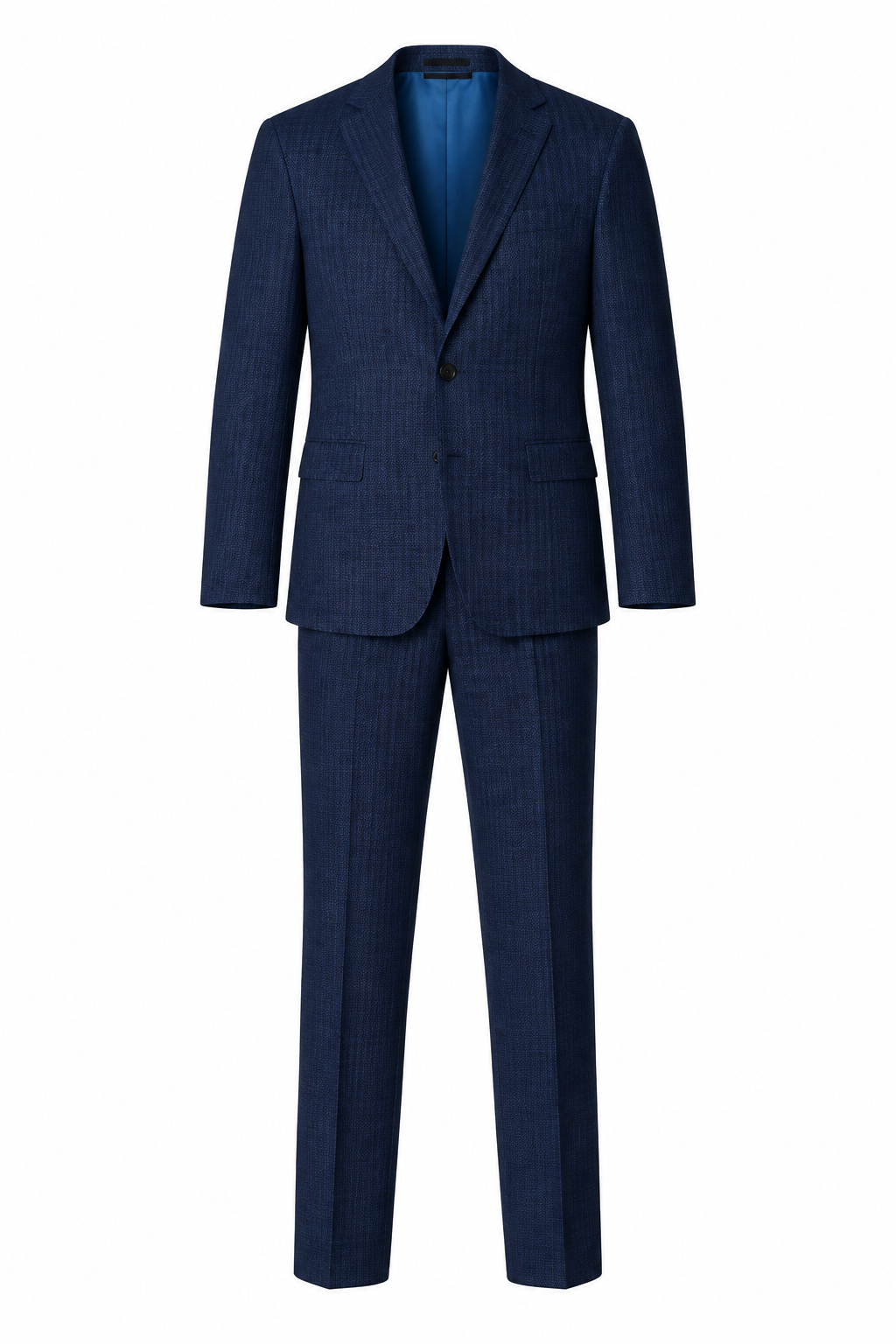 M&S blue suit jacket and trousers ghost mannequin