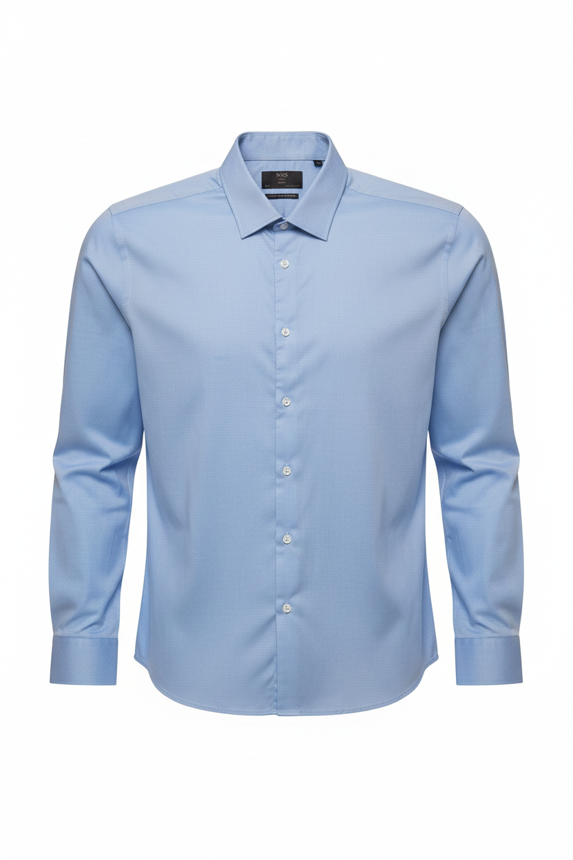 M&S Sky Blue Formal Shirt - Clean Flat Lay