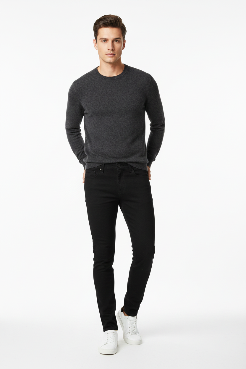 Men Black Skinny Fit Jeans - Model Shot