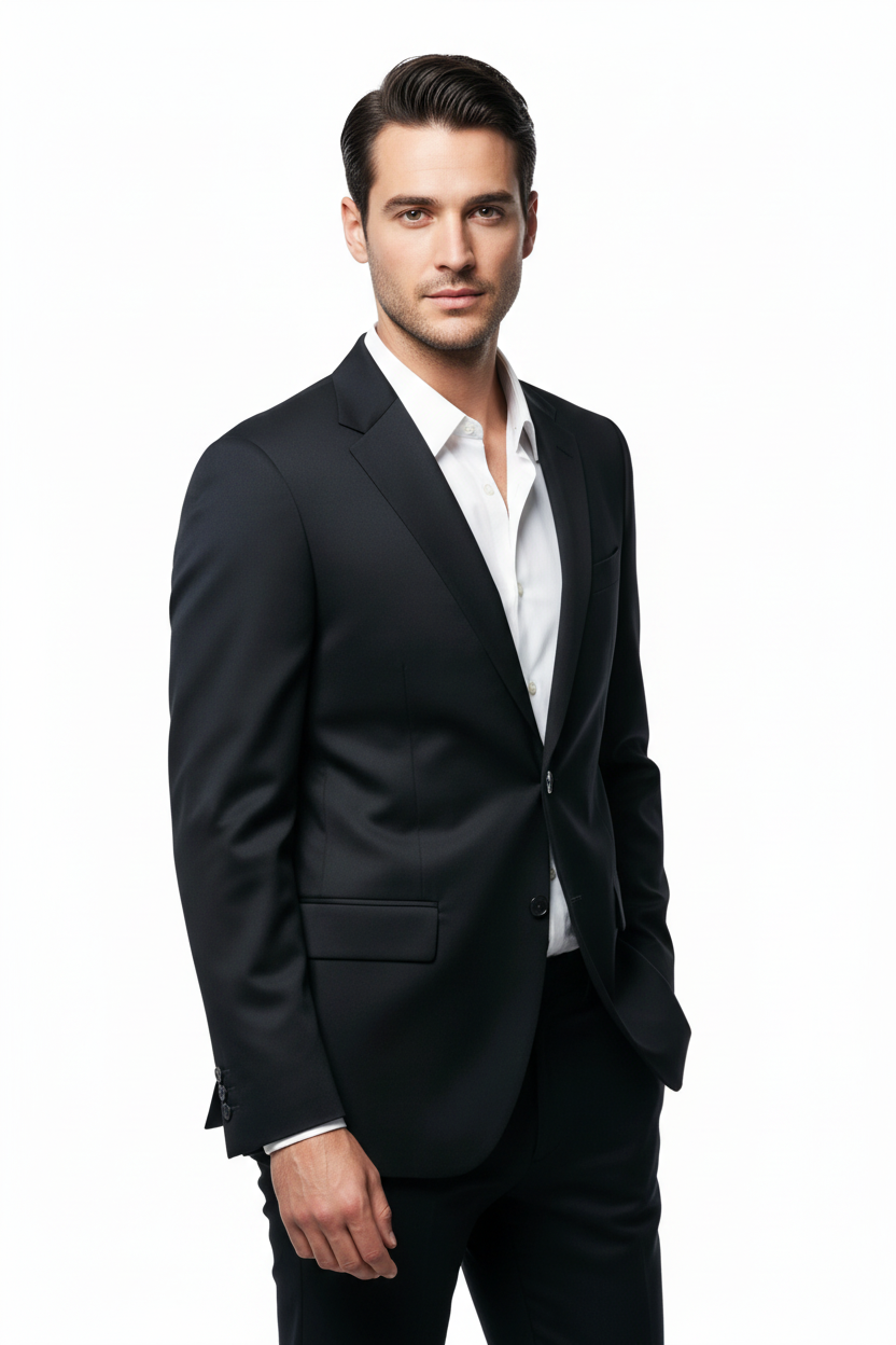 Men Black Slim Fit Blazer - Model Shot