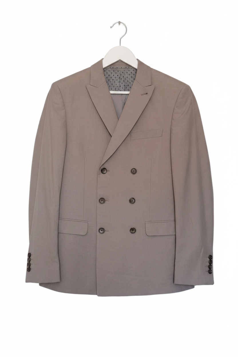 Men's Beige Double Breasted Suit Jacket