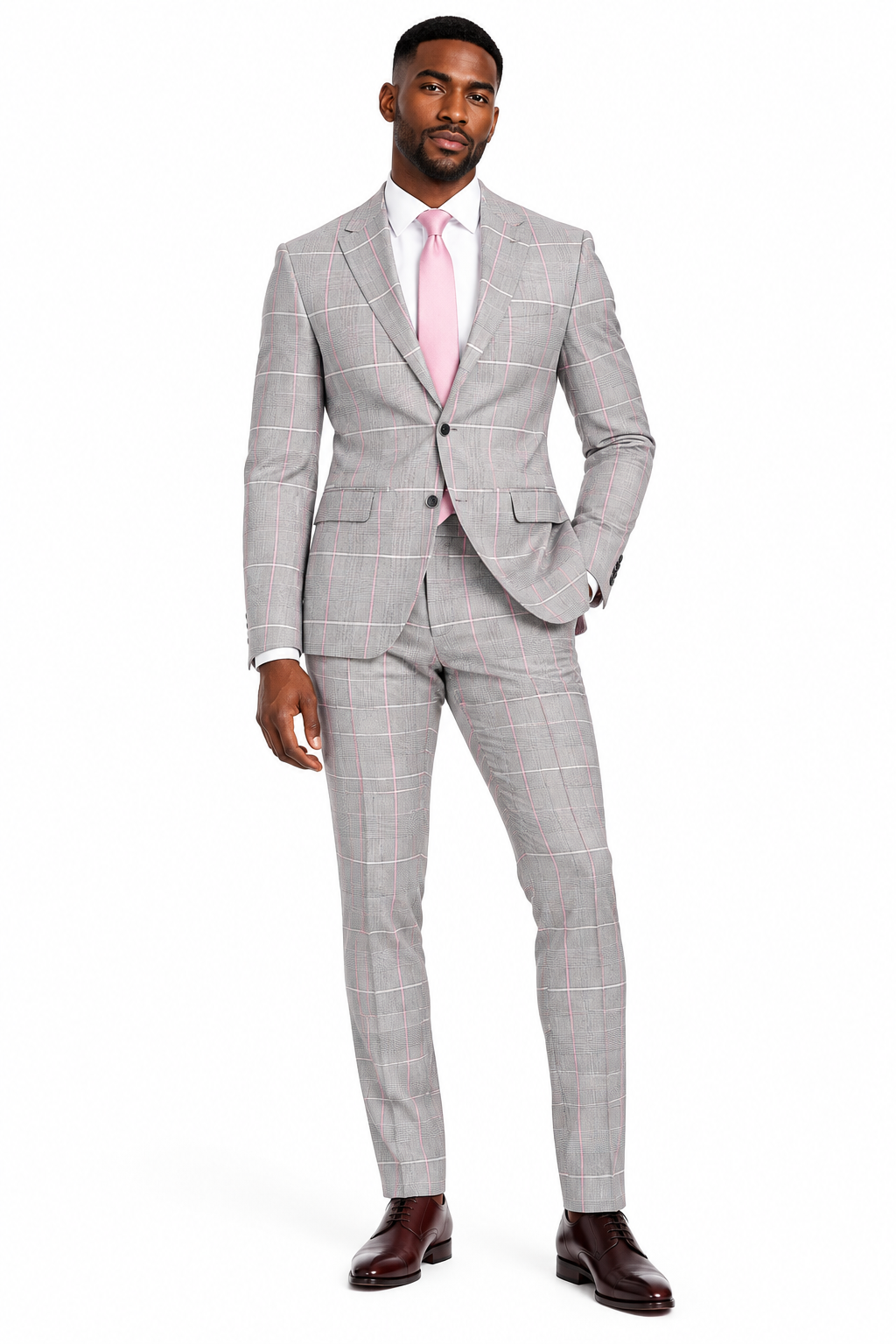 Men's Check 2-Piece Suit on Model of Colour