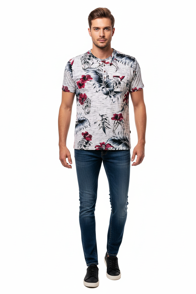 Men's Floral T-Shirt on Model