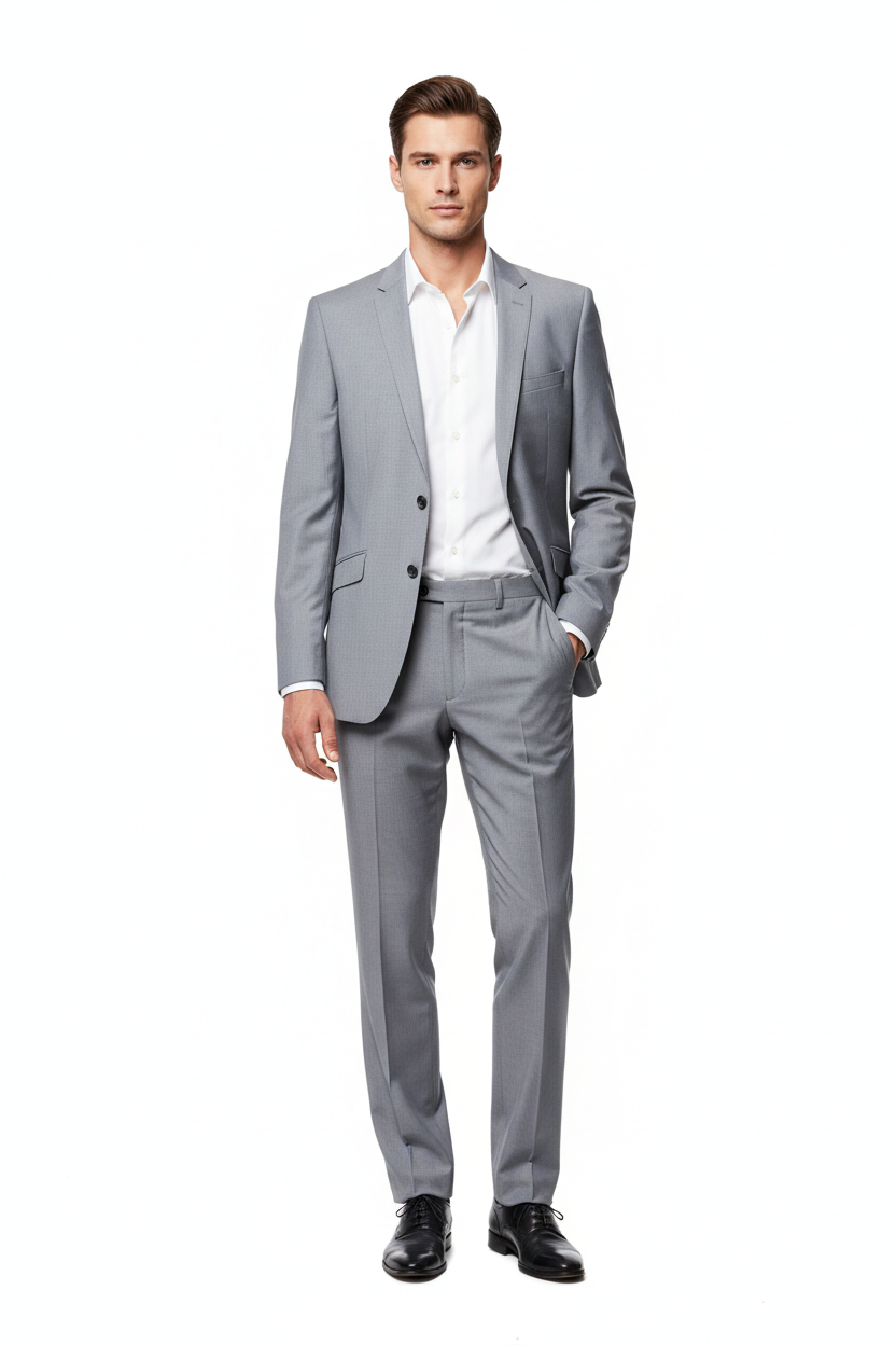 Men's Grey 2-Piece Suit on Model