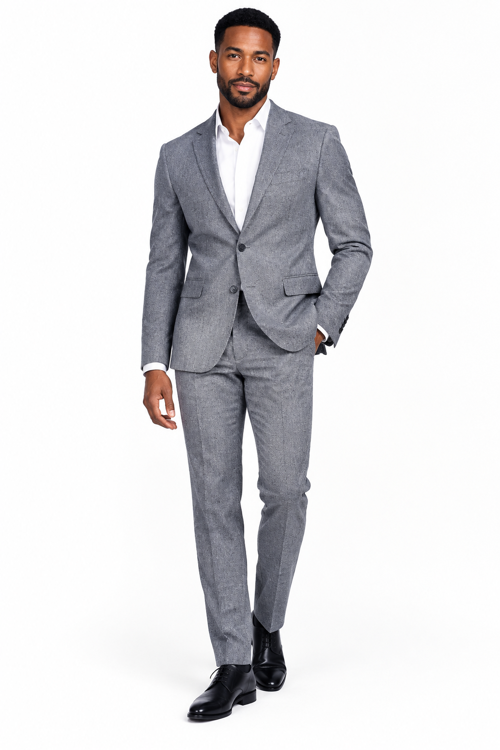 Men's Grey Slim Fit Suit on Model