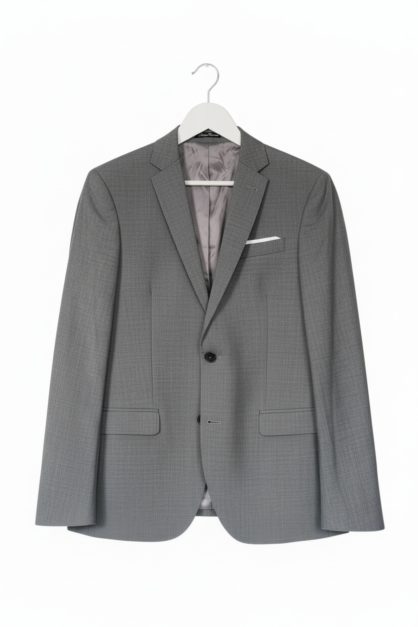 Men's Plain Light Grey Blazer - Refined