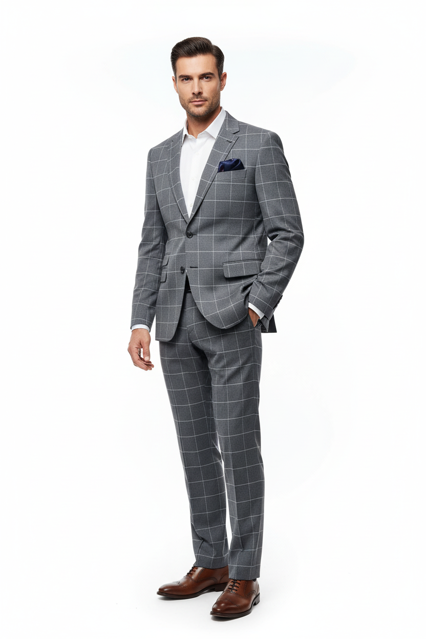 Model wearing full suit