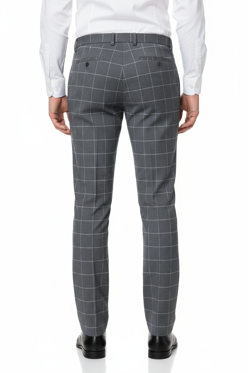 Model wearing trousers rear