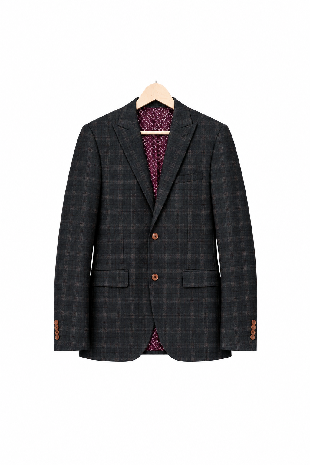 Next charcoal brown check blazer - more space around