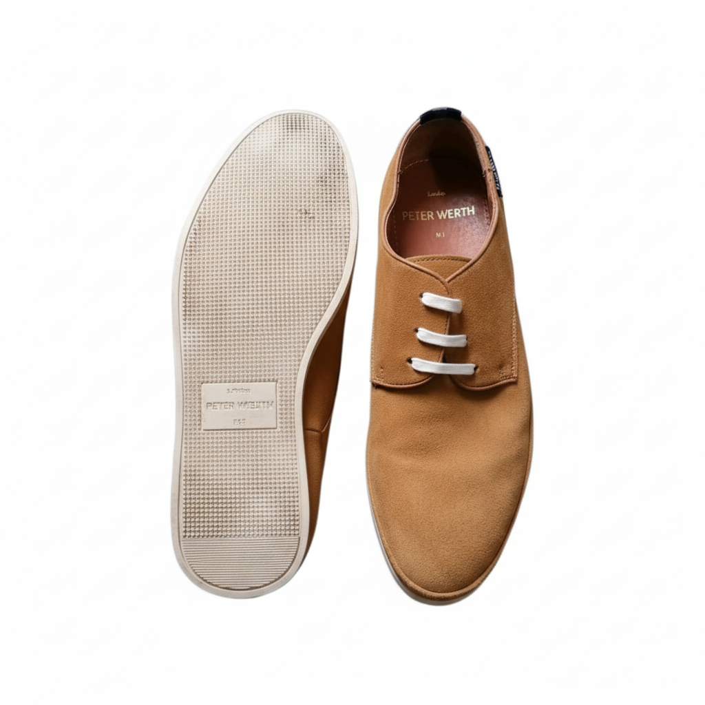 Peter Werth Tan Suede Derbies Outsole Detail