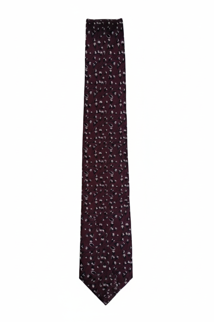 Refined burgundy navy tie flat-lay